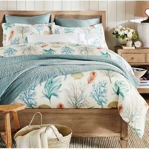 Del Mar Coastal Organic Percale Duvet Cover, Pottery Barn